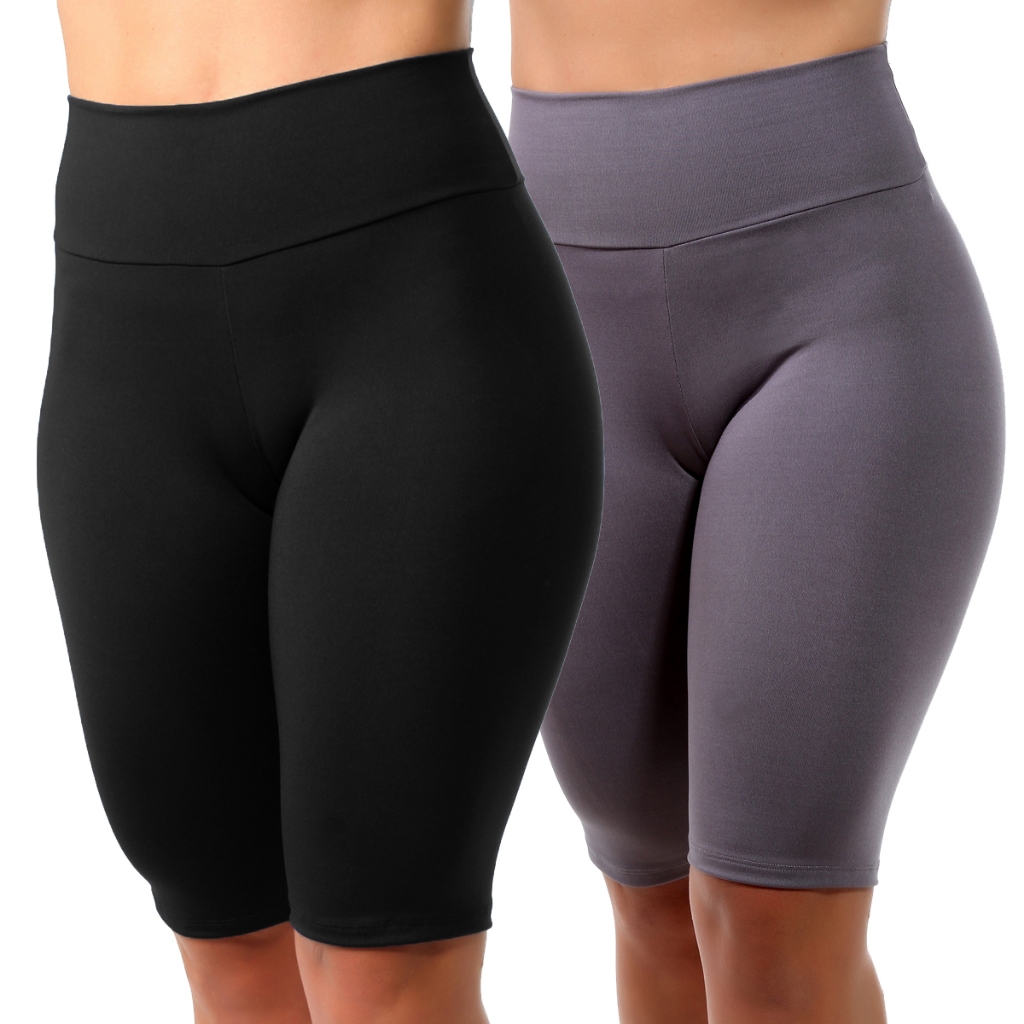kit 2 Bermudas Fitness Feminina Ciclista Roupas de Academia Ginástica Suplex  B06