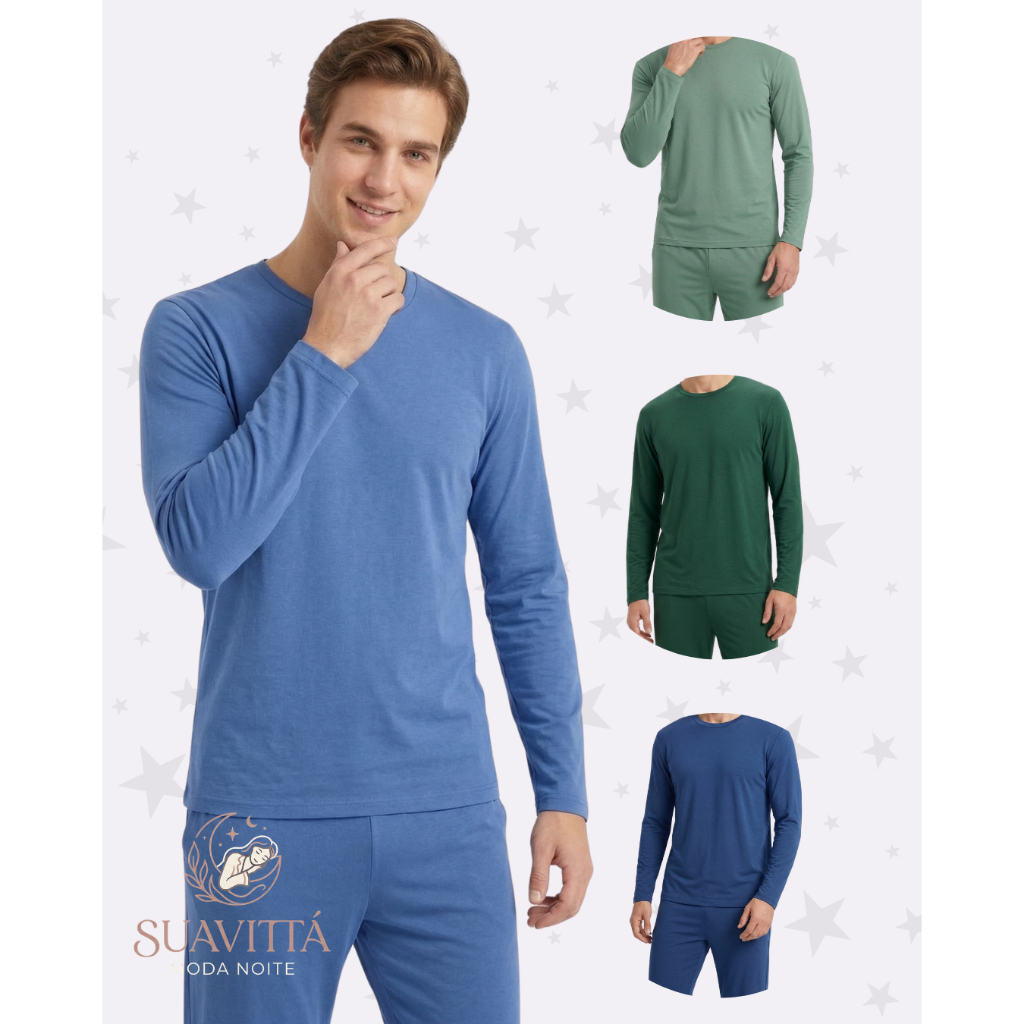 Kit Combo 1 ou 2 Pijama Masculino Adulto Inverno Frio Conforto Premium | Conjunto Longo | Promoção