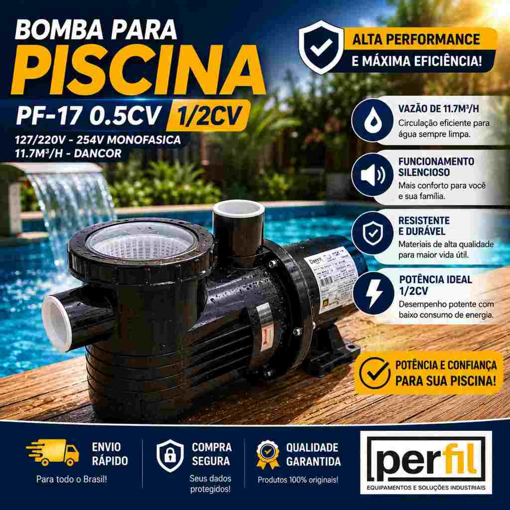 BOMBA DE PISCINA 1/2CV TENSÃO 127/220 DANCOR Bomba de Piscina Com Filtro Bomba para Piscina Dancor