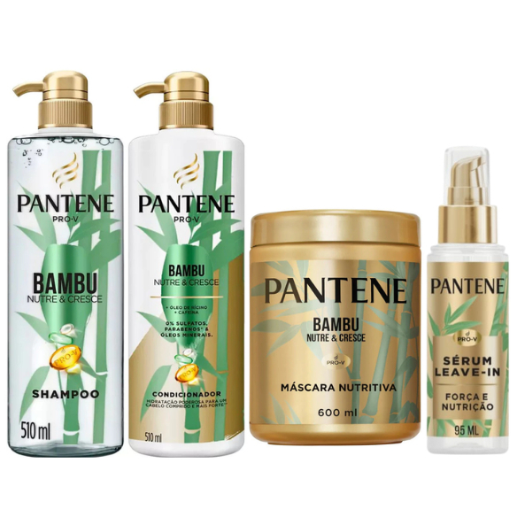 Kit Pantene Bambu Crescimento Shampoo 510ml + Condicionador 510ml + Mascara 600ml + Serum 95ml