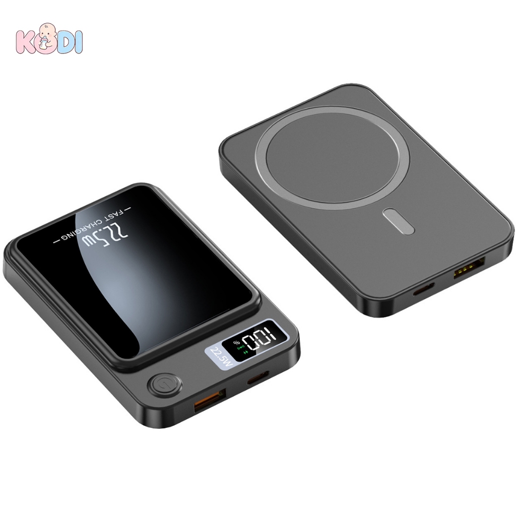 Power Bank Magnético com Carregamento Sem Fio Carregamento Magnético 15W Carga Rápida 22.5W 3 Saídas USB 10.000 mAh--A7