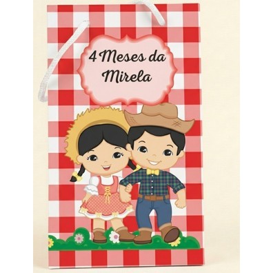 Sacolinha personalizada - festa junina - lembrancinha festa pegue e monte qualquer tema menina e menino chá de bebê