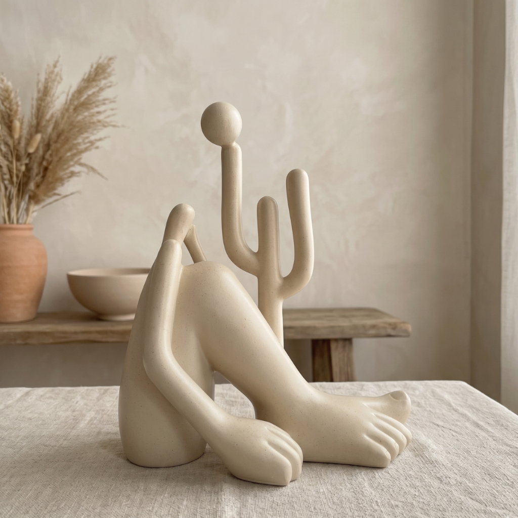 Estátua Abaporu Minimalista Escultura Decorativa Grande 52cm Enfeite De Mesa Sala Quarto Escritório Objeto Moderno