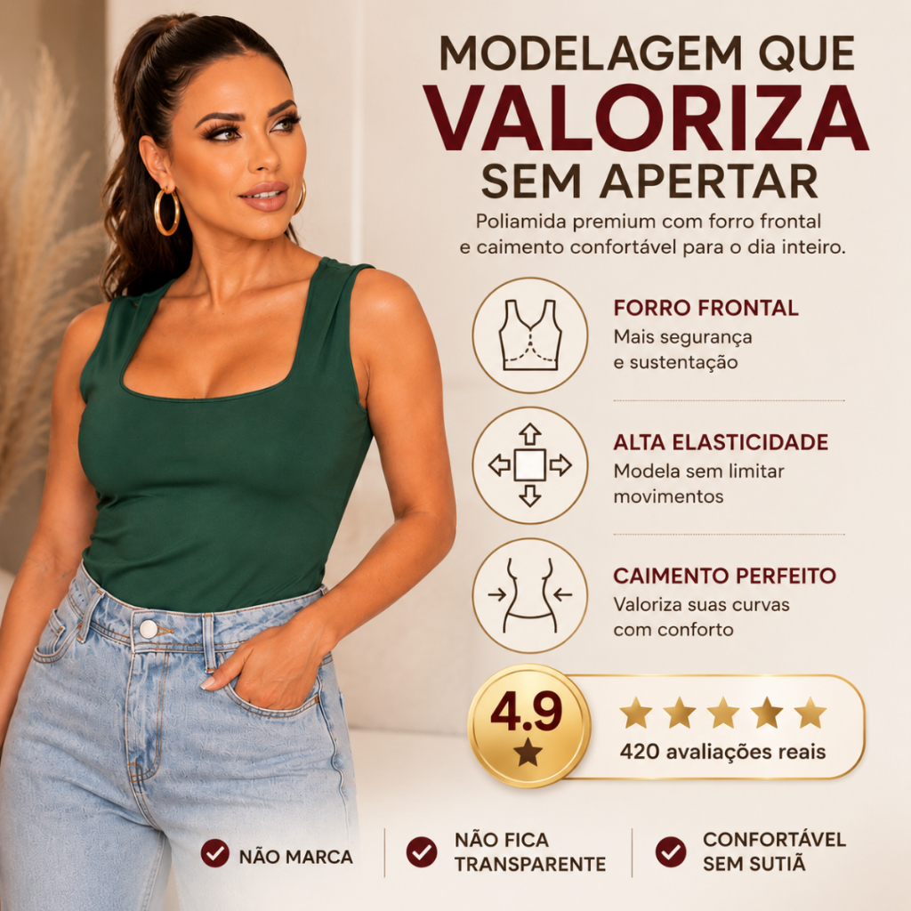Kit 3 Regatas Femininas Poliamida Premium Conforto Dia a Dia — imagem 2 de 2