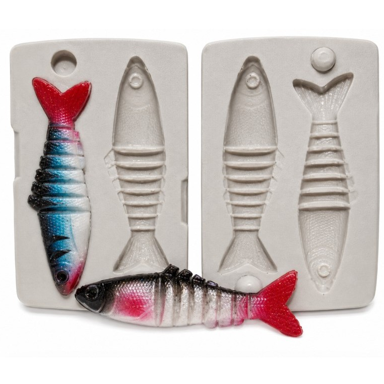 Forma Molde Para Fazer 2 Isca Artificial Shad Articulado de Silicone 8,5cm