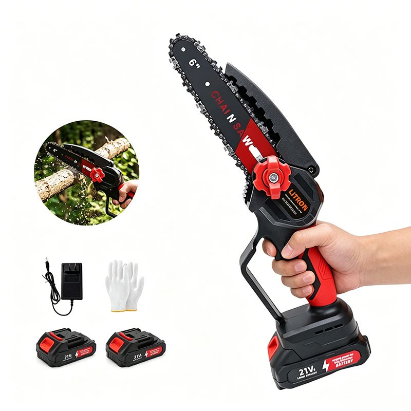 🔥Motosserra Elétrica Mini 6 Polegadas Recarregável 21V Profissional Kit Completo 2 Baterias