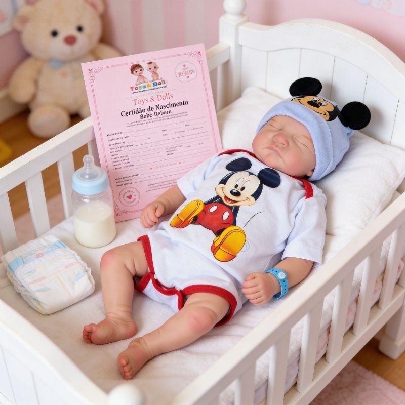 Bebê reborn super realista corpo de tecido sued importado 46cm 1,4kg