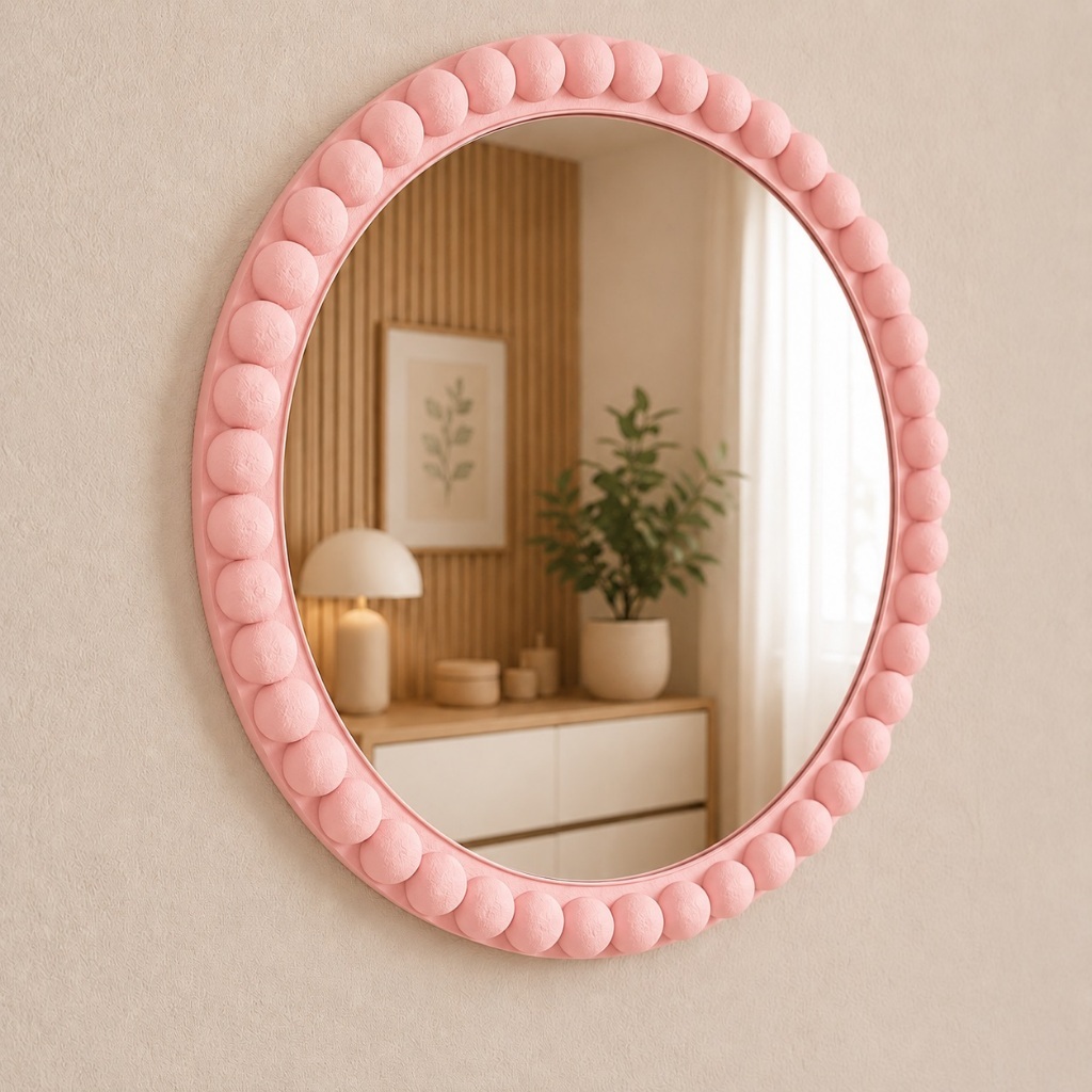 Espelho Decorativo Bubble Moldura Sofisticado com Bolinhas 45cm
