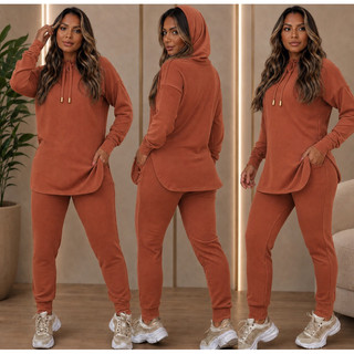 Conjunto Lanzinha Envio Rápido mais vendidos casual  capuz cordão bolso moda feminina outono inverno  despojado elegante