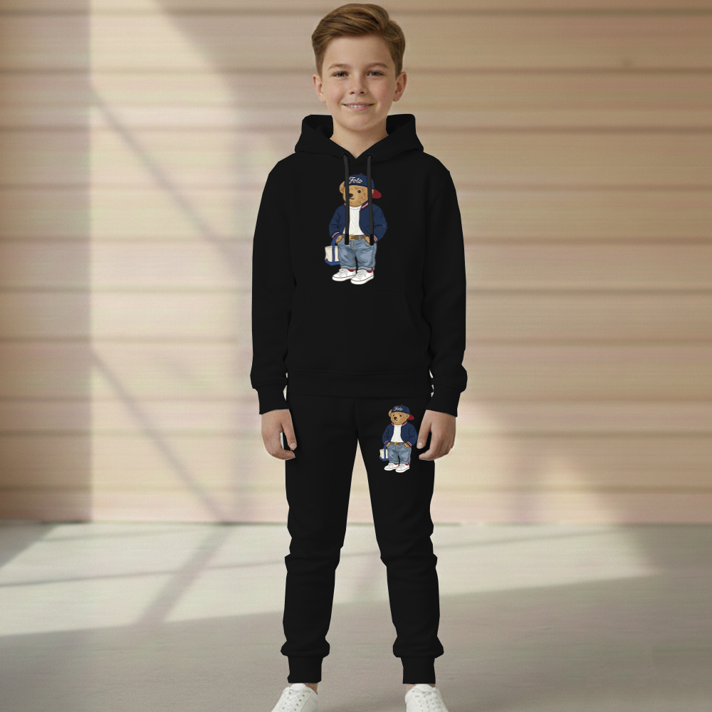 Conjunto Moletom Deolane Urso Infantil Blusa Canguru e Calça Flanelado Do Tamanho 2 ao 16