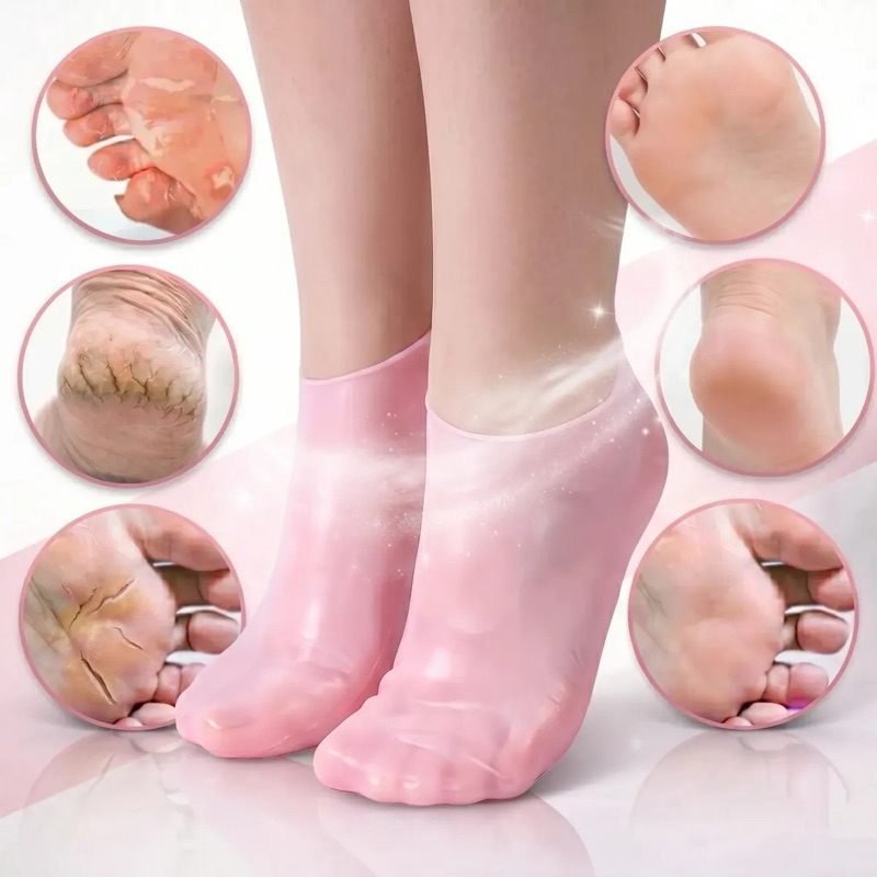 Meia de Silicone Hidratante Gel Anti-Rachaduras Hidratação Profunda Para Pé Ressecado