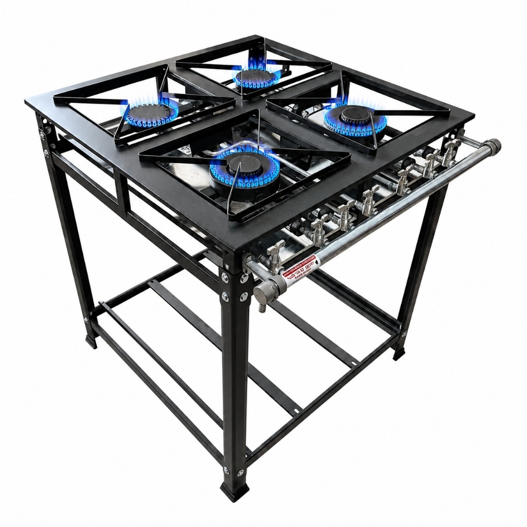 Fogao Industrial 4 Bocas Baixa Pressao 2 Bocas Simples 2 Bocas Duplas Grelhas 30x30 Grelha em Aço