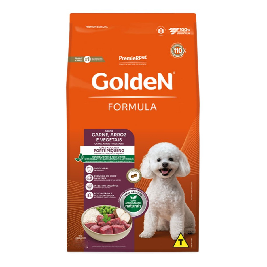 Ração Golden Formula Mini Bits Cães Adultos Raças Pequenas Carne e Arroz 15 kg