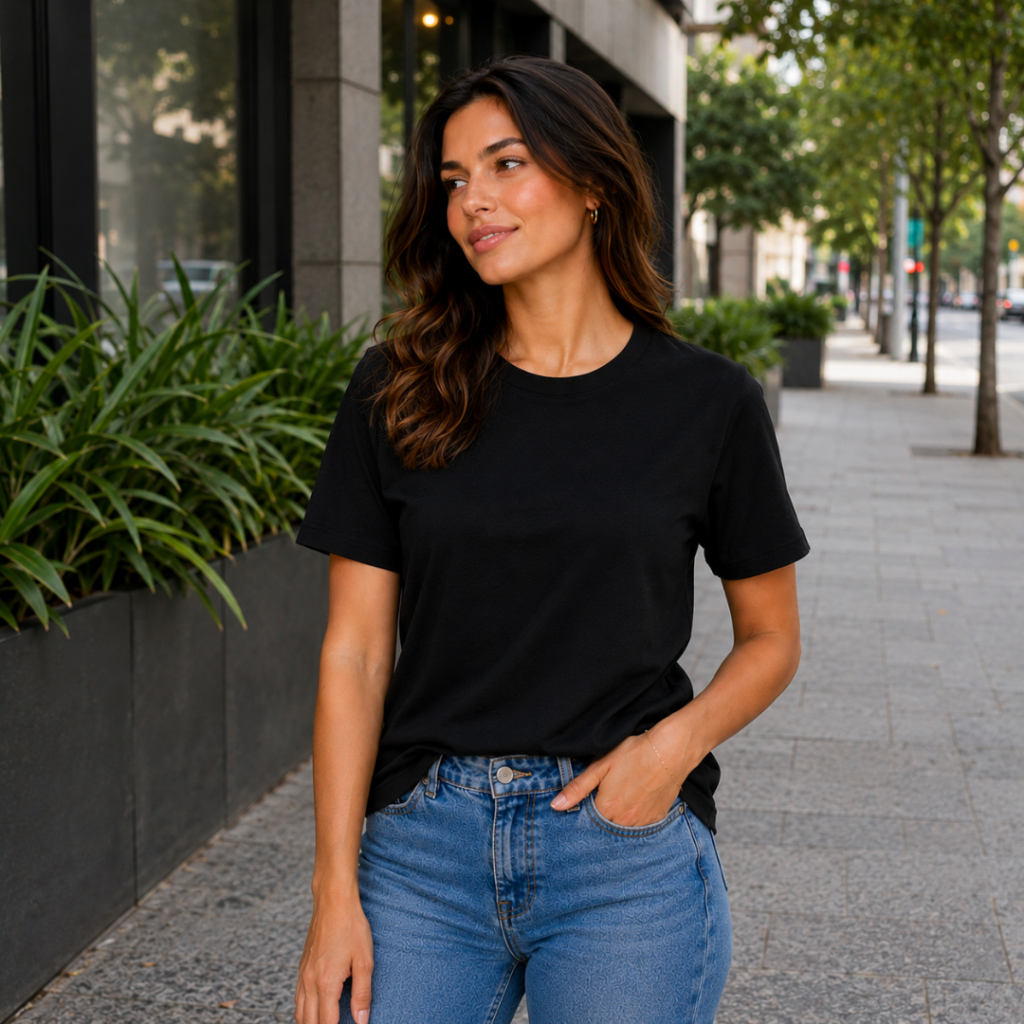Kit 5 T Shirt Feminina Malha Peruana 96% Algodão 4% Elastano Camiseta Básica PP ao XG