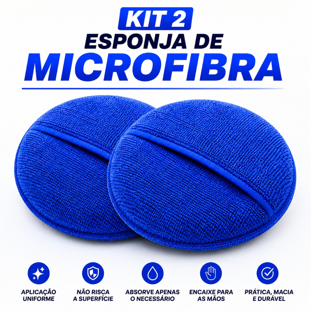 Kit 2 x Aplicadoras de Microfibra para Cera Polimento Automotivo Alta Performance Selante Aplicações