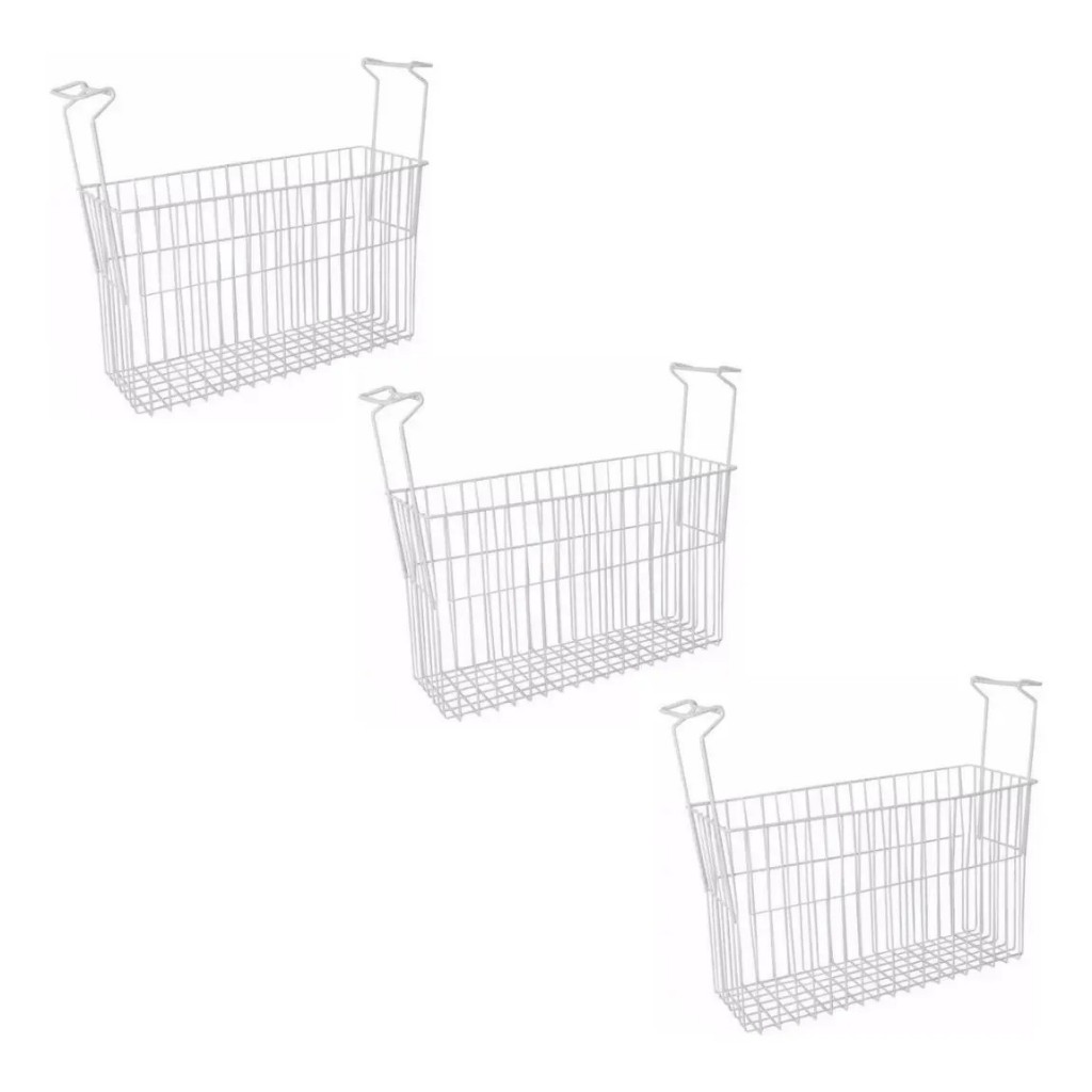 Kit 3 Cesto para Freezer Horizontal Grade Separadora Organizador de Geladeira Picolés Frios