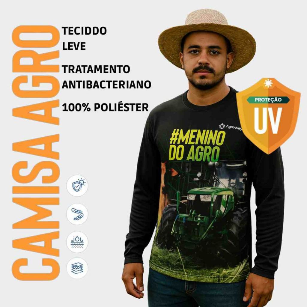Camisa Camiseta Agro Proteção Solar Uv Trator Roça Blusa Manga Longa · foto 2