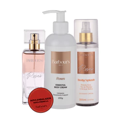 Kit Body Splash Hidratante Corporal Perfume Capilar Roses Barbour's Beauty