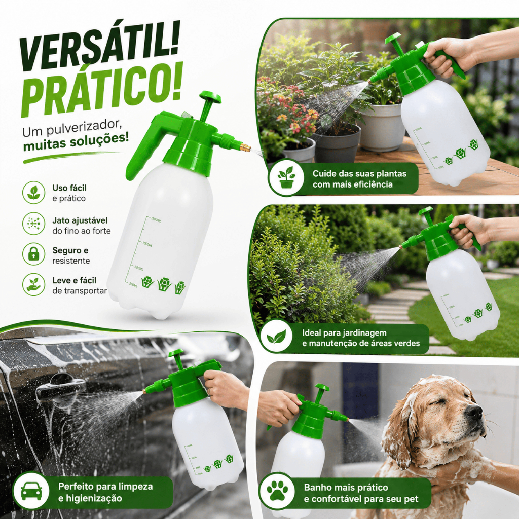 Pulverizador Manual De Compressão 2 Litros Jardim Automotivo Limpeza