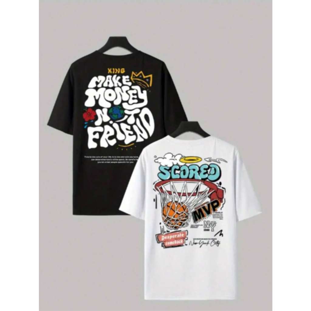 Kit 2 Camisetas Infantis Masculina Streetwear Estampadas Algodão Conforto Premium Meninos Basketball