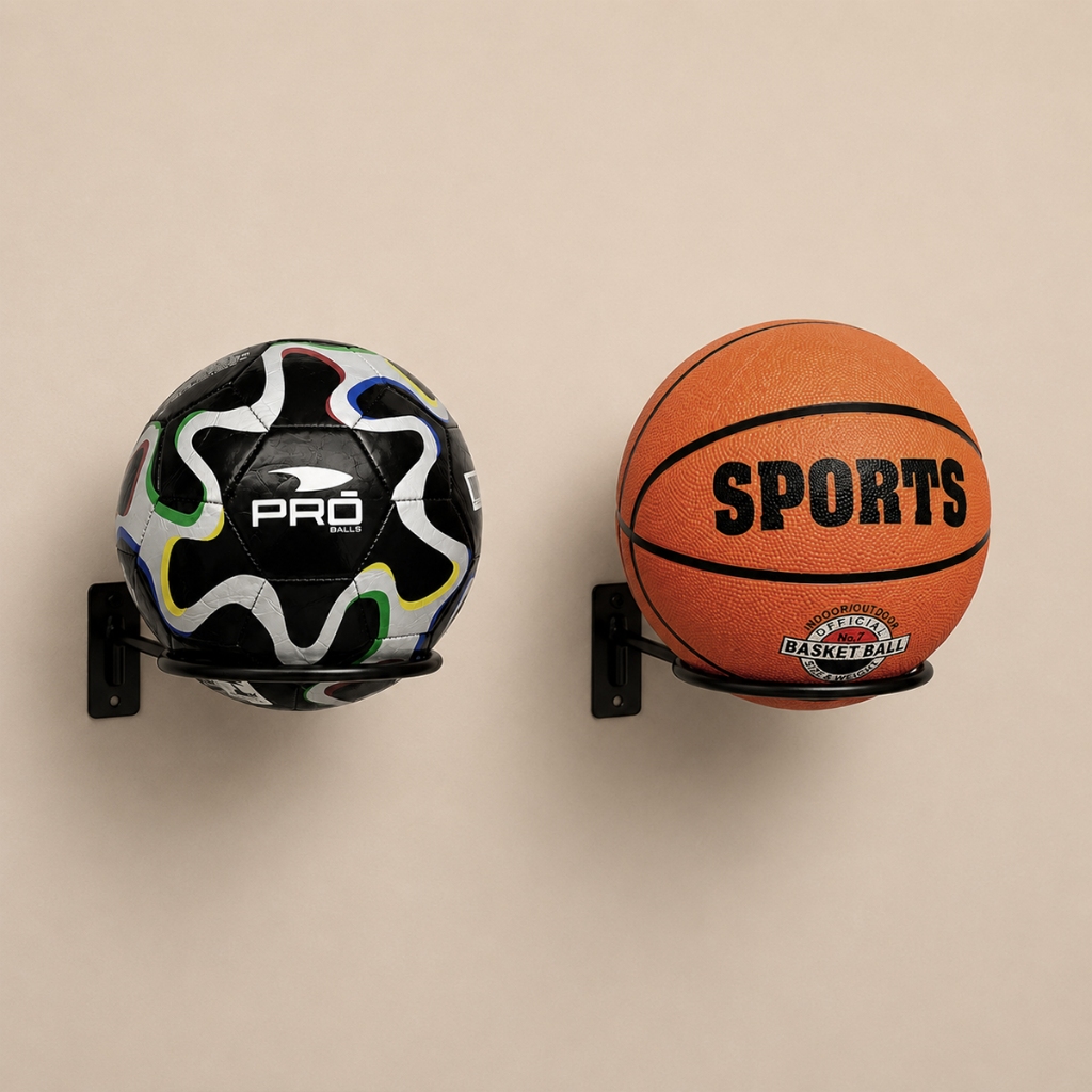 Kit 02 Suporte Bola Futebol Basquete Vôlei + Parafusos e Buchas Aço Reforçado 14x14cm