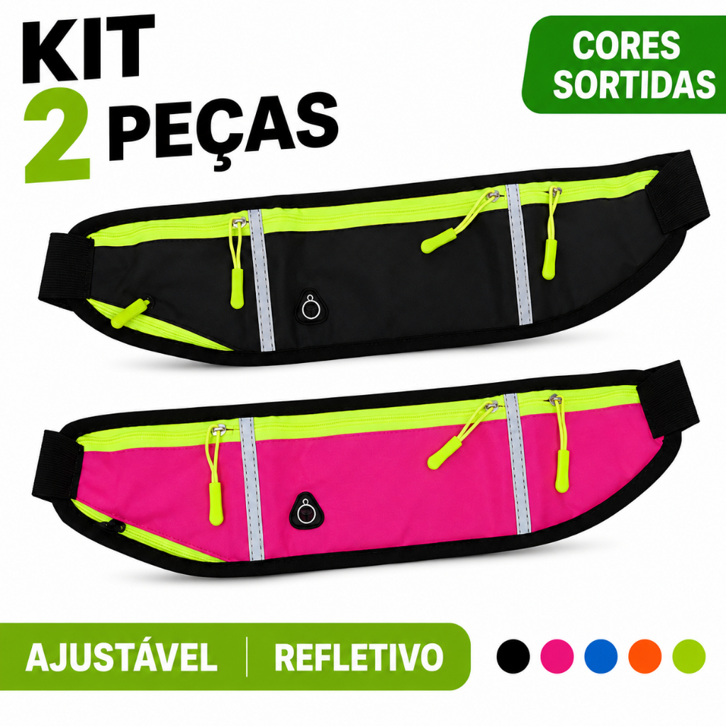 Kit 2 Pochetes Esportivas Corrida Academia Ajustável Porta Celular Faixa Refletiva