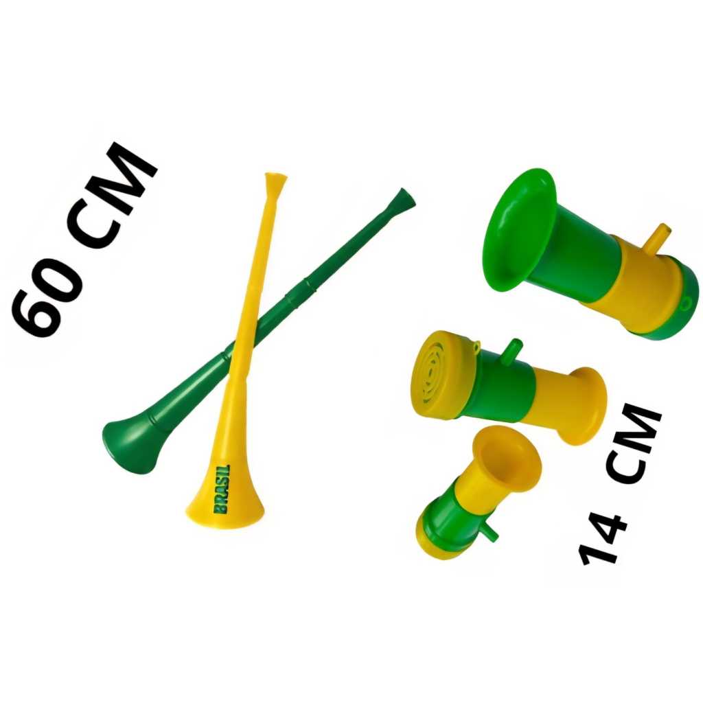 KIT 2 UND ATE 10 UND  Cornetas Brasil 13cm OU 60 cm a sua escolha  vuvuzela barulhenta PS