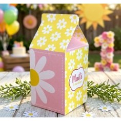 Caixa Milk Margaridas Personalizada | Lembrancinha Festa Infantil Pegue e Monte | Kit Festa Margarida