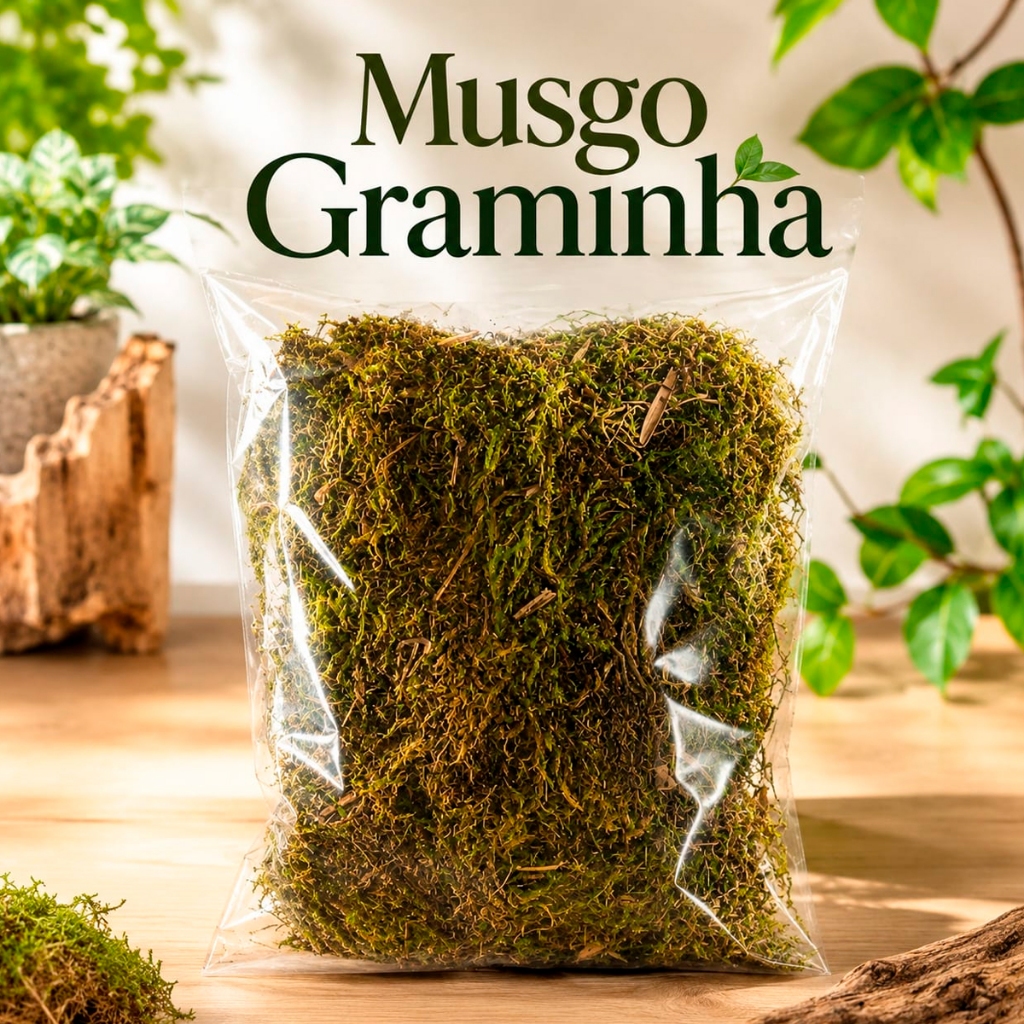 Musgo Verde Graminha Esfagno Sphagnum Desidratado Orquídea Kokedama Flores Jardim