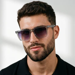 Óculos de Sol Quadrado Cinza Cristal Degradê Premium Tendencia em Alta Moda Praia uv400 Masculino