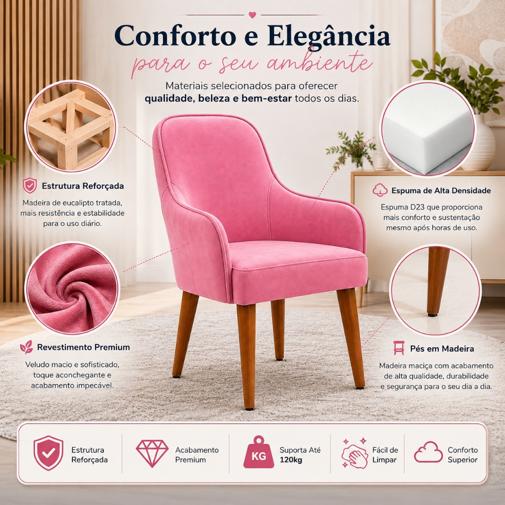 Cadeira Esmeralda Confortável Moderna Decorativa Perfeita Para Jantar Recepção Penteadeira Maquiagem
