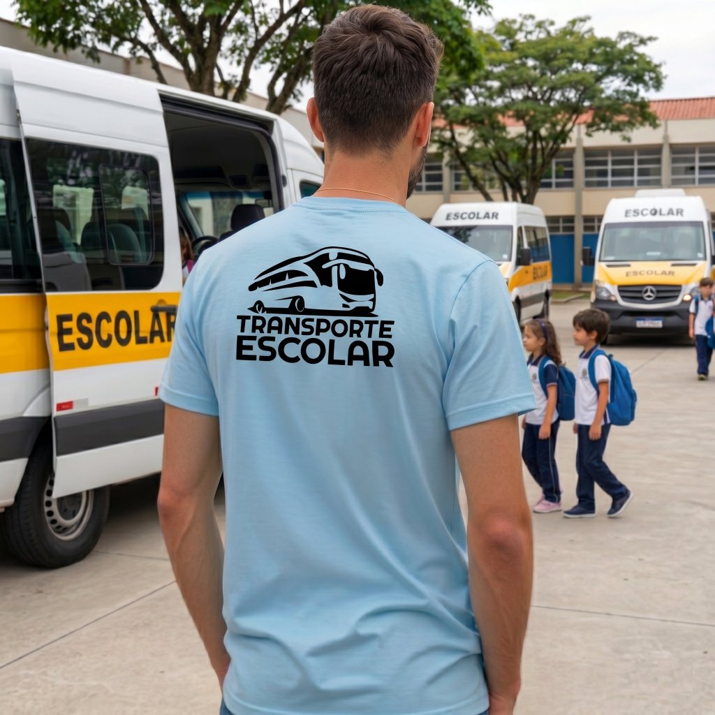 Kit com 3 Camisetas Transporte Escolar Trabalho Uniforme Profissional Manga Curta