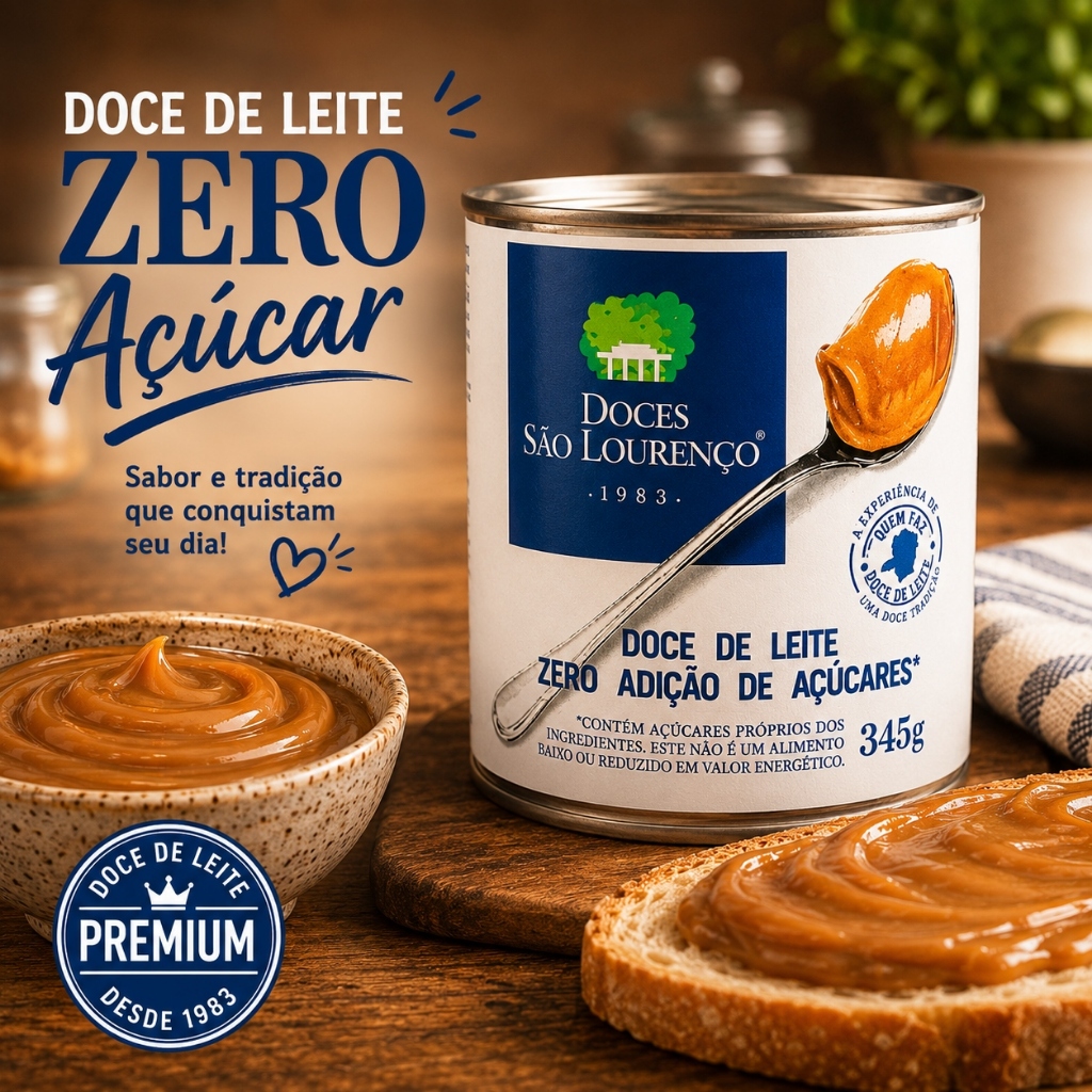 Doce de Leite Diet Zero Açúcar 345g Cremoso Doces São Lourenço Promoção Atacado