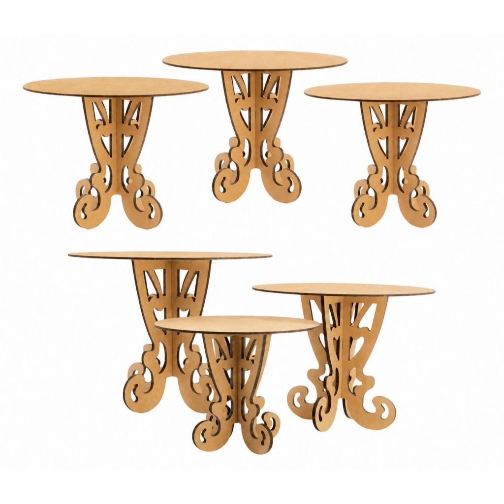 kit Com 6 Mesas Bandeja Provençal Cor Mdf Decorativa Para Decorar Ambientes Festas e Mesas De Doces