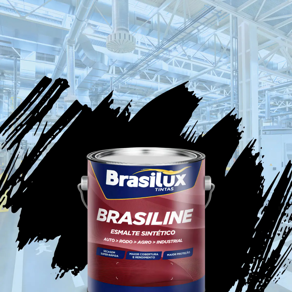 Tinta Esmalte Sintético Industrial 3,6l Brasiline Cores Cor Preto Cadilac