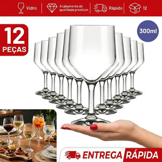 Kit Jogo de 12 Taças de Vidro Multiuso Para Buffet SM 300ml