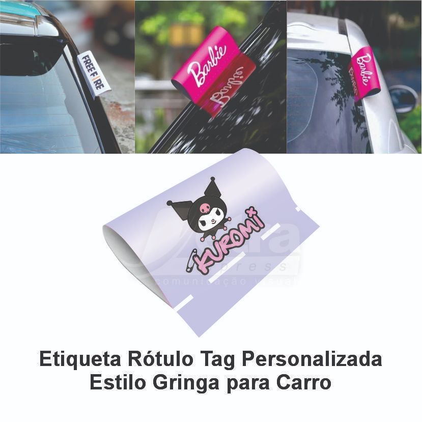 Etiqueta Rótulo/ Etiqueta Lavagem Kuromi de Lona Tag Personalizada Estilo Gringa para Carro/ Tag Car