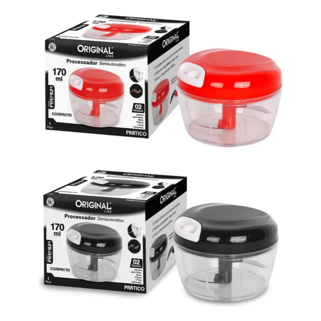 Mini Processador Triturador De Alimentos Manual 3 Lâminas Inox Alho Cheiro Verde