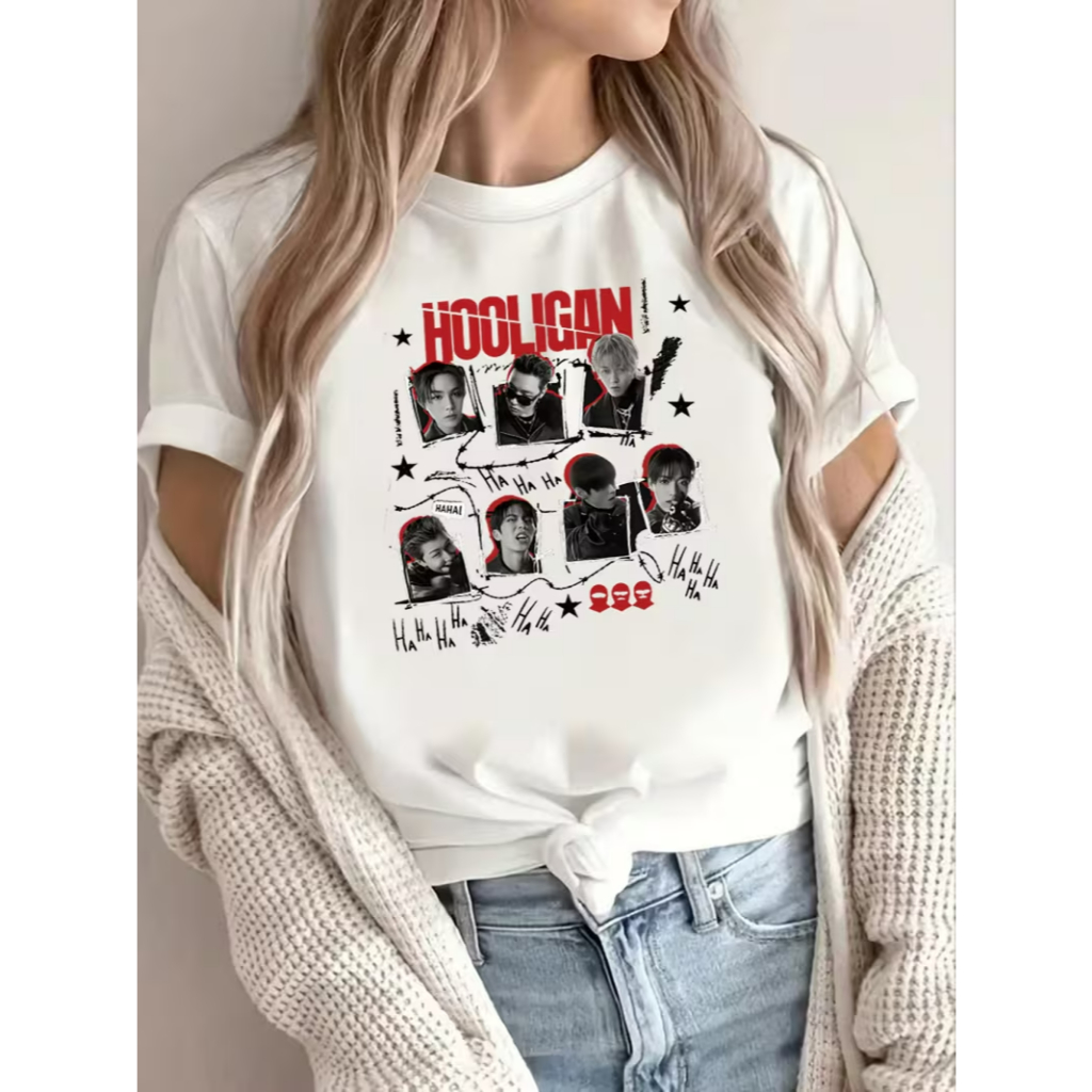 Camiseta Basica Algodão Hooligan Bts Turn Membros Banda Cantores BTS Army Kpop Estilo Coreano ARMY Unissex