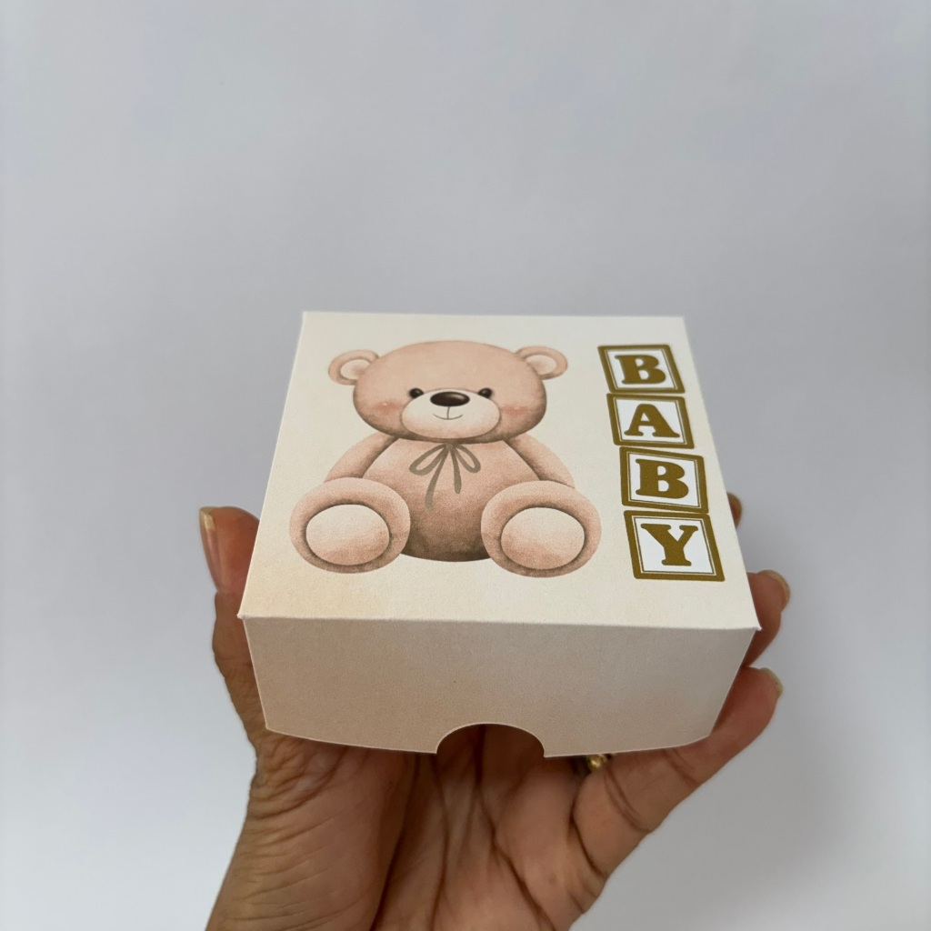 Ursinho, Urso, Chá de Fraldas, Chá Revelação - Caixa 4 doces - 8,5x8,5x3,5cm , Festa, Lembrancinha