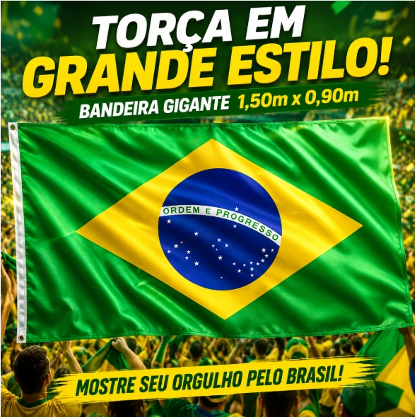 Bandeira do Brasil Copa do Mundo Grande 1,50m x 0,90m