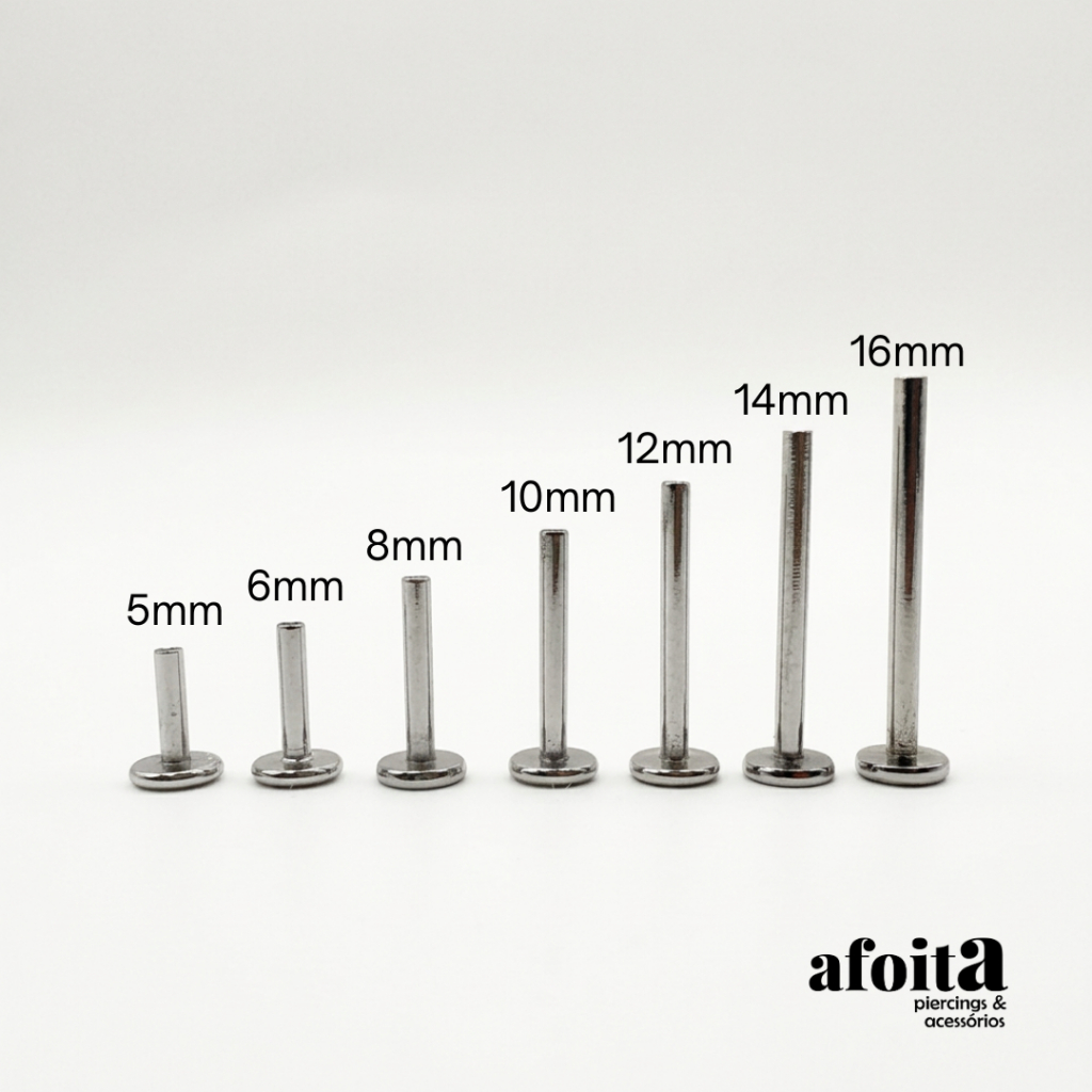 Kit Haste Piercing Labret Prateada Aço Cirúrgico 1,2mm Rosca Interna