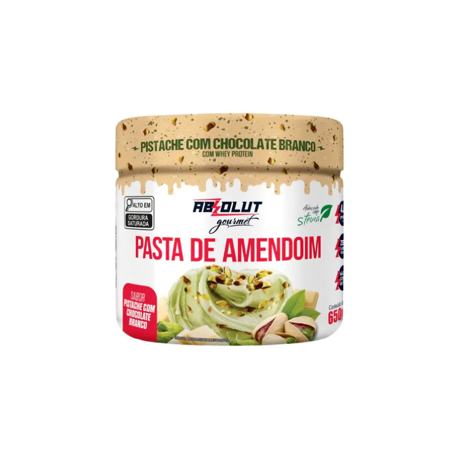 Pasta de Amendoim com Whey Pistache Chocolate Branco 650g Absolut Nutrition