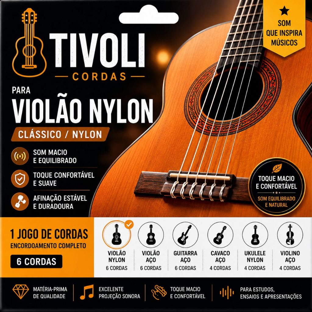 Jogo De Cordas Tivoli Para Violão Nylon Clássico Macias