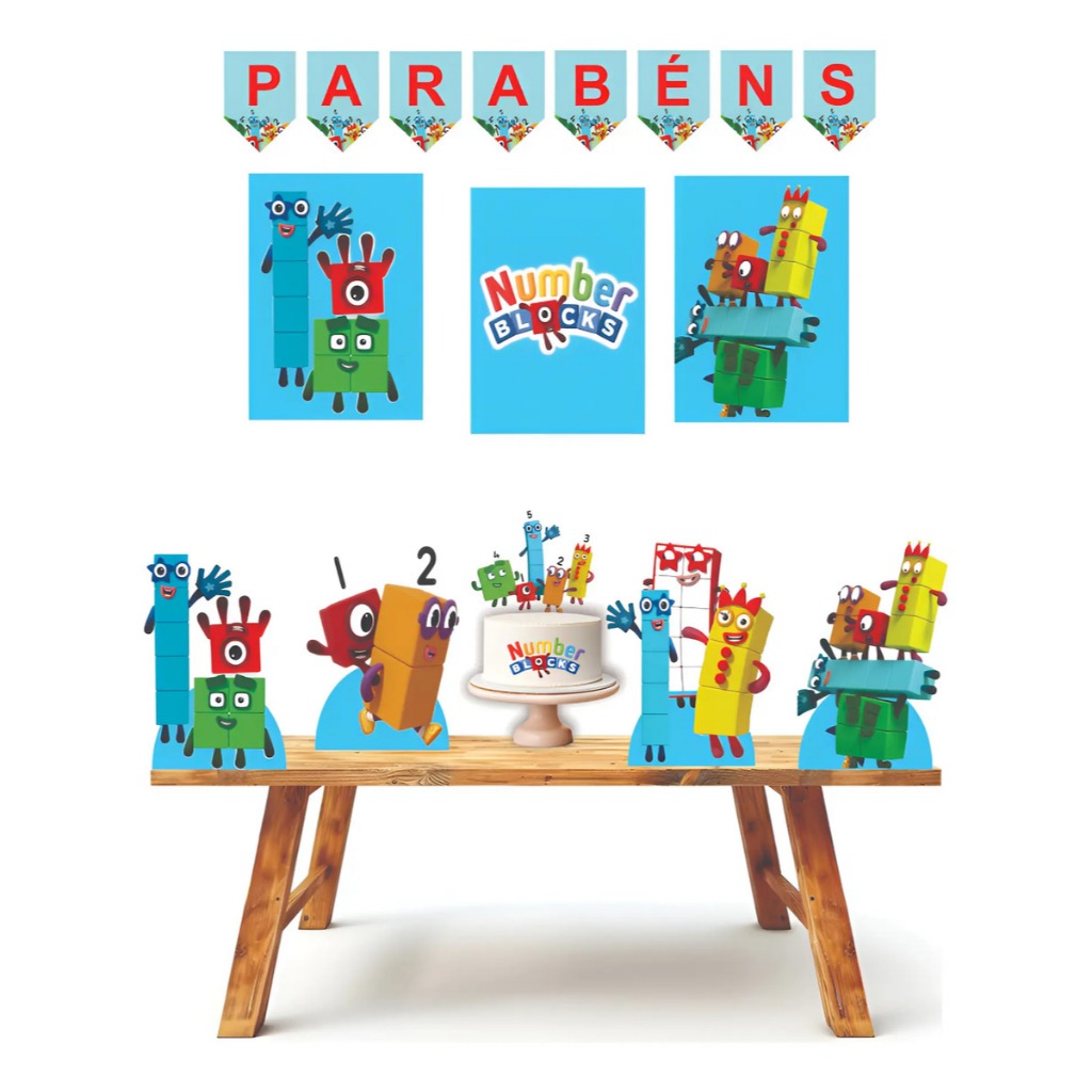 Kit festa em casa personalizado fazemos todos os temas Number Blocks