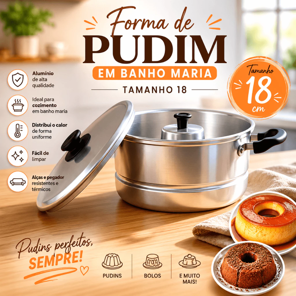forma pudim banho maria n 18 panela 2 em 1 — imagem 1