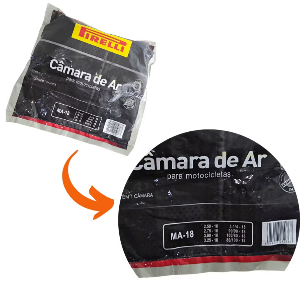 Camara Ar Moto Pirelli MA-18 Start Fan Titan 125 150 160 Ybr Yes