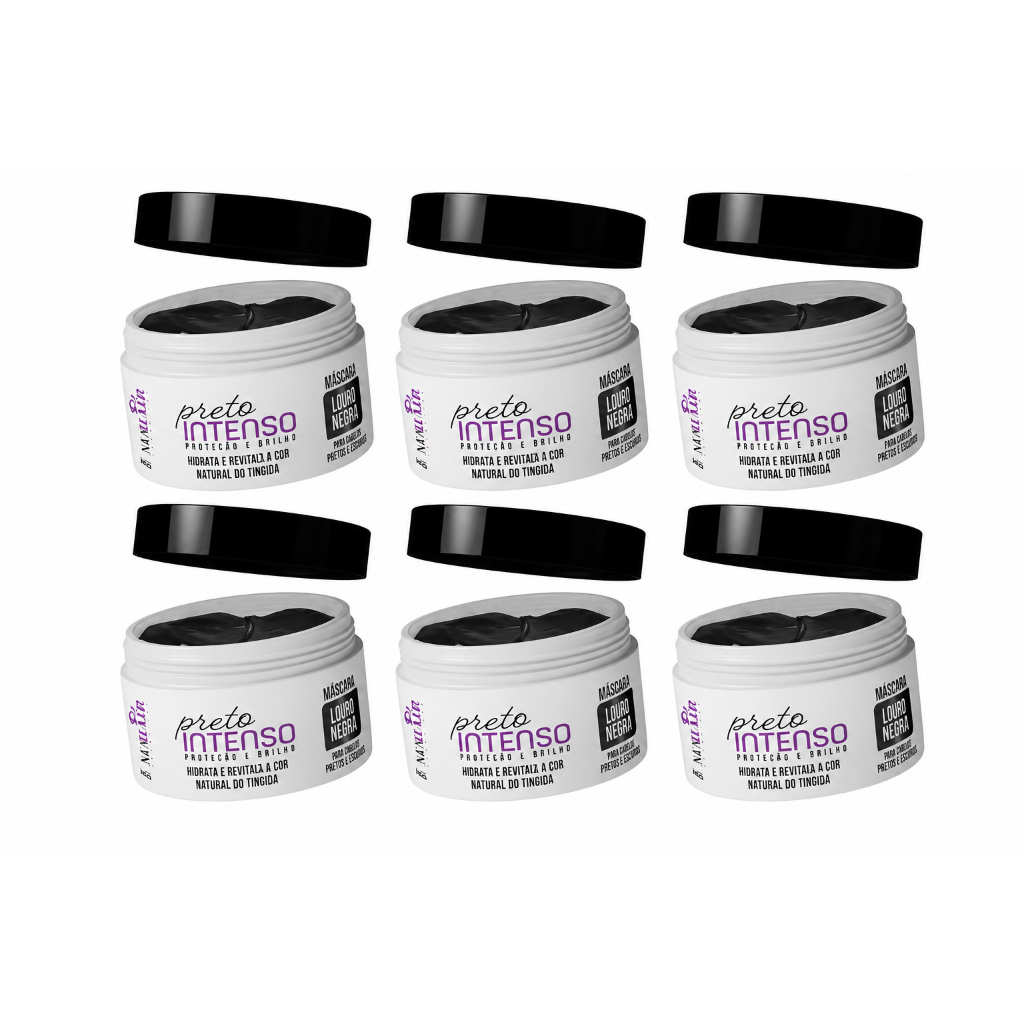 Kit 6 Máscara Capilar Cabelo Preto Intenso Matizador Mahair 300G