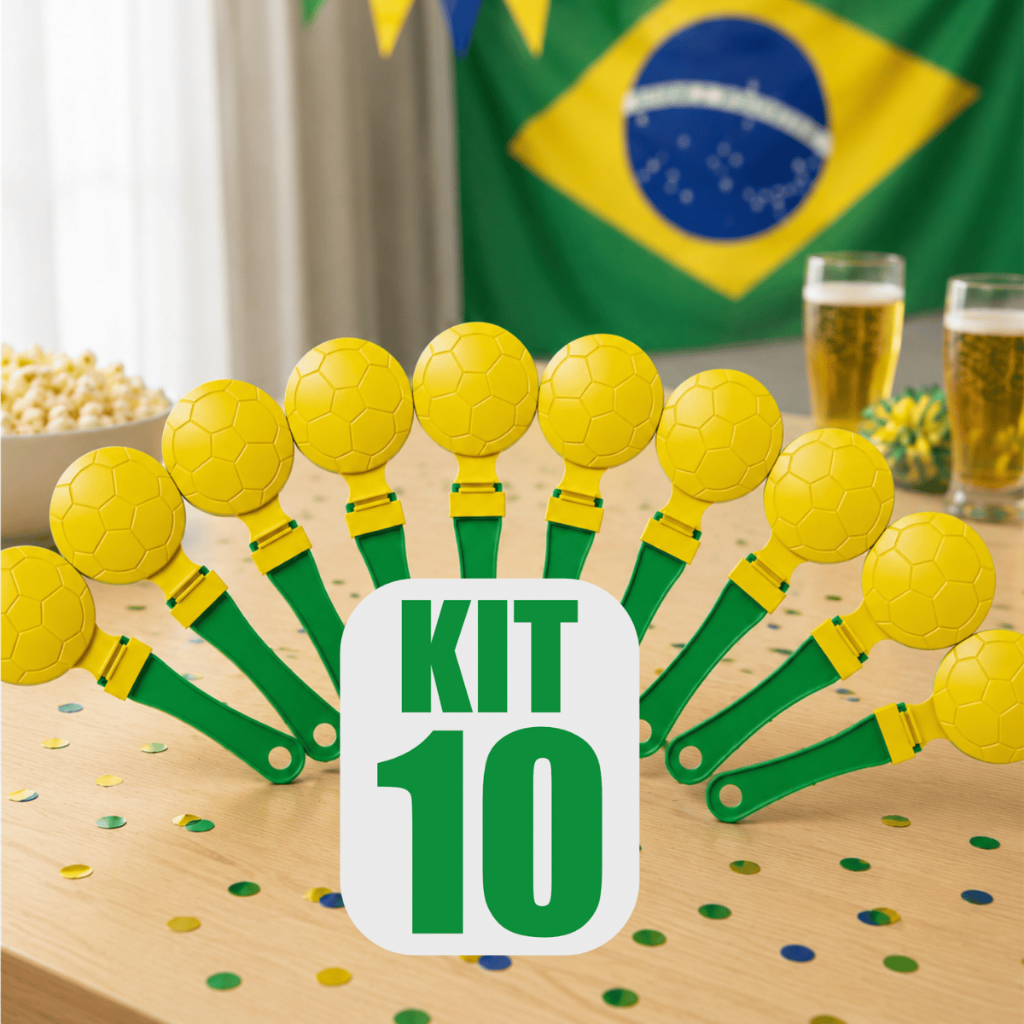 10 Bolinha Bate Palma Torcida Verde E Amarelo com Kits
