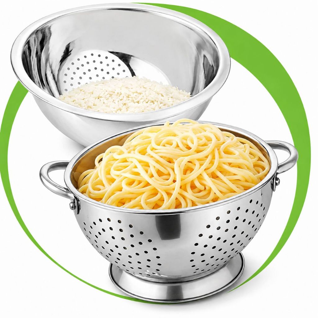 Escorredor de Macarrão Massas e Escorredor de Arroz Lavador Inox